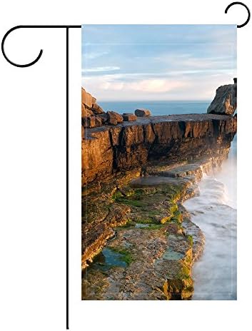 YourPink Garden Flag Stones Blocks Coast Boulders Sea Foam Silt 12x18 inches(Without Flagpole)