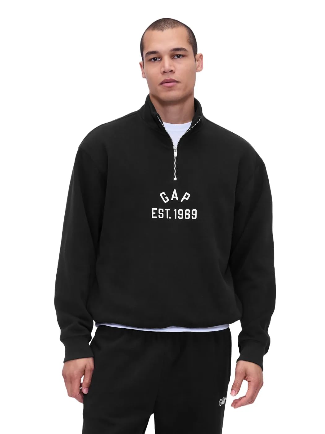 GAP Mens Logo Half Zip Drawstring Fleece Moonless Night XL