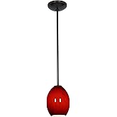 Brandy FireBird - E26 LED Rod Pendant - Oil Rubbed Bronze Finish - Red Sky Glass Shade