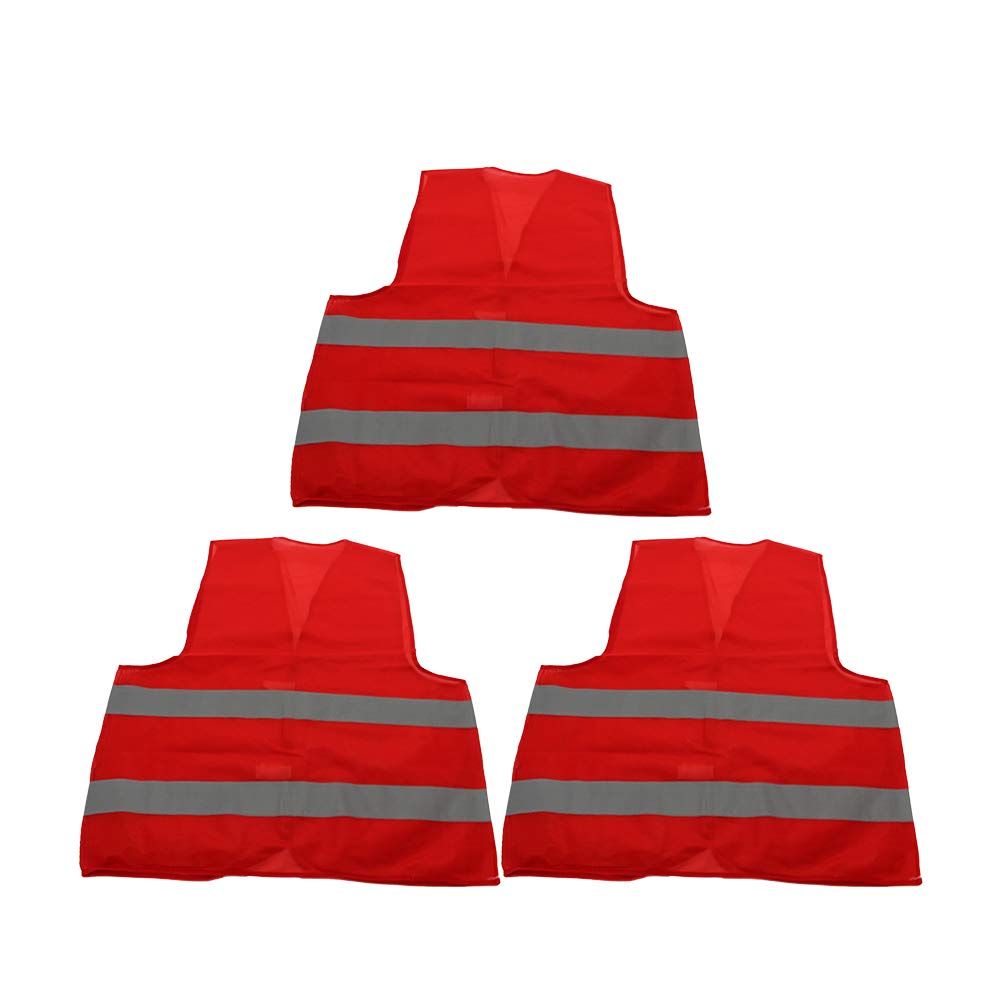 Othmro Safety Vest High Visibility Big Red 85G warp Knitted Fabric Safety Vests for Men and Women 3pcs