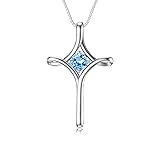 TOUPOP Topaz Cross Necklace for Women Sterling
