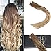 Sunny 18inch Balayage Tape In Hair Extensions Human Hair Color Medium Brown to Ash Blonde Highlight Blonde Remy Real Human Hair Extensions 20pc 50g