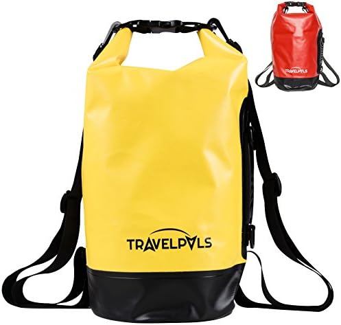 Waterproof Dry Bag 10L – Lightweight Clean &amp; Dry Bag Pack For Kayaking, Fishing, Hiking, Camping, Boating, Travel &amp; Outdoor Activities – With Side Handle &amp; Adjustable Straps (Yellow &amp; Black, 10L)