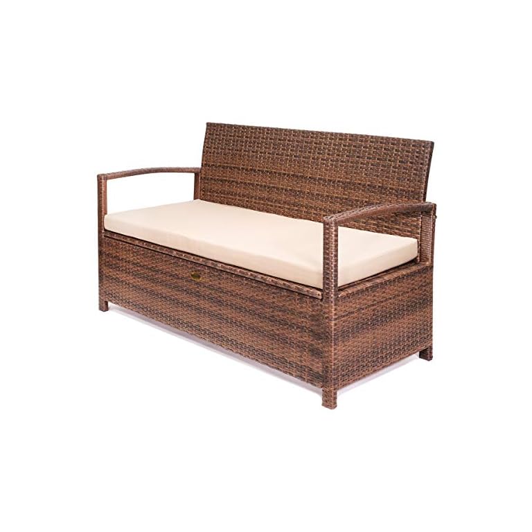 Barton Outdoor Deck Box Bench Storage with Backrest Armrest UV