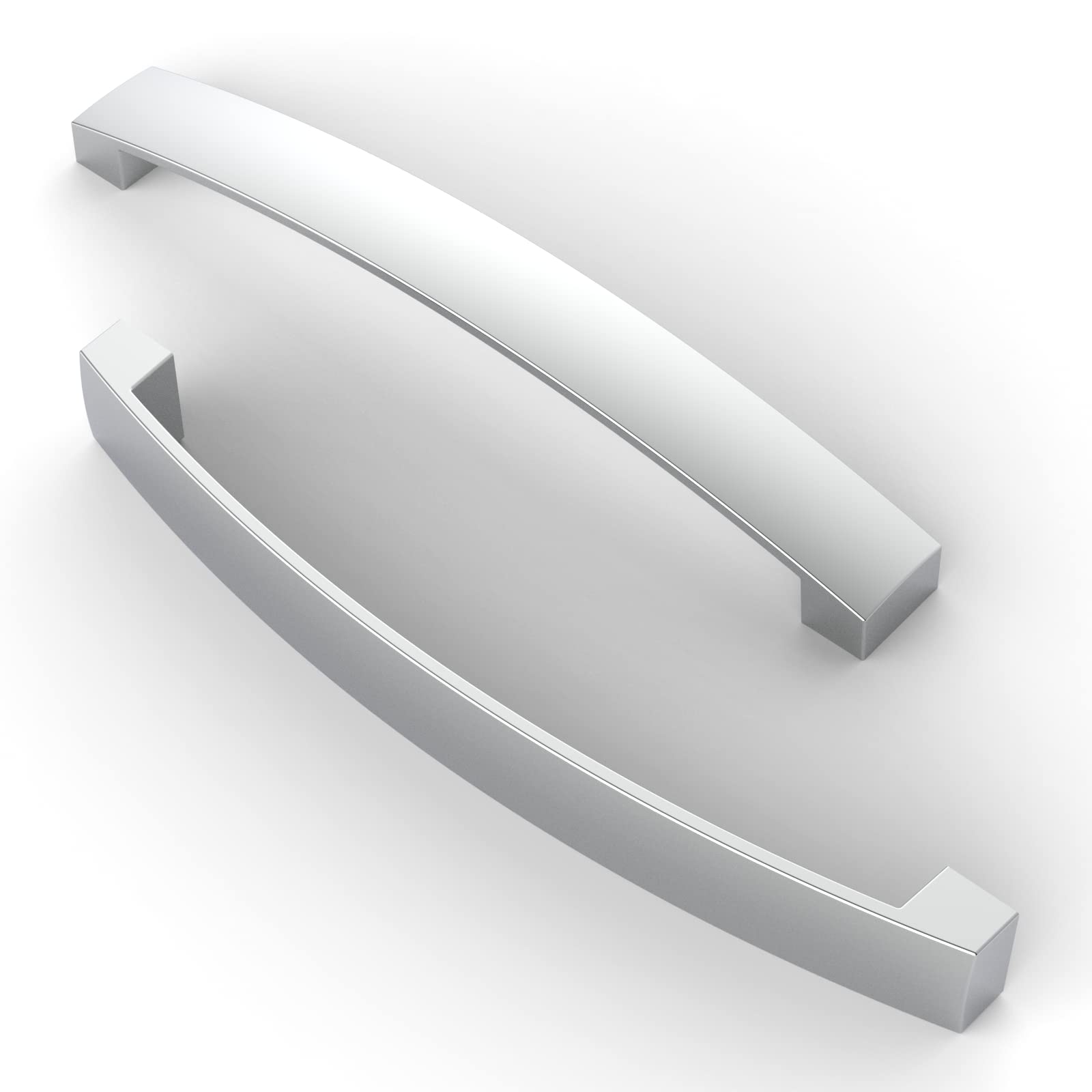 FURNIWARE Pack of 10 Furniture Handles, Borehole Spacing 160 mm Bar Handle, Cabinet Arch Pull Kitchen Handle, for Kitchen Cabinet Door, Bedroom, Chest of Drawers, Bathroom, Chrome