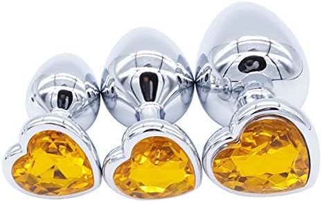 APMIX 3PCS Metal Heart Shape Men Women Se-x Toys Body Safe Ana-l Se-x-Gold