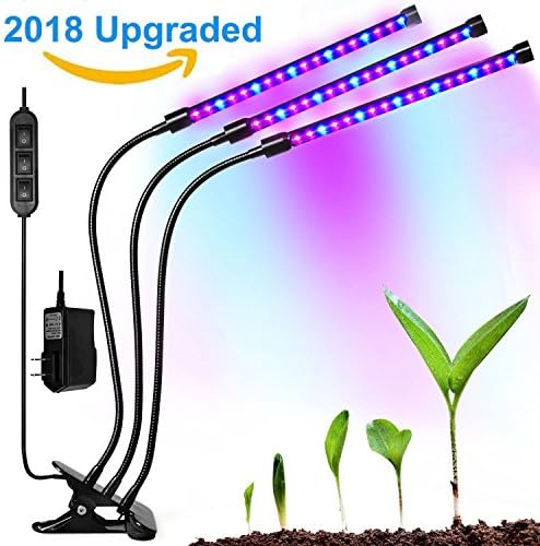 TaoSky Three Head Grow Light 54LEDs Clip on LED Plant Grow Lamp with Flexible 360 Degree Gooseneck and Three Separate Control Switches for Indoor Plants Hydroponics Greenhouse Organic Office Home