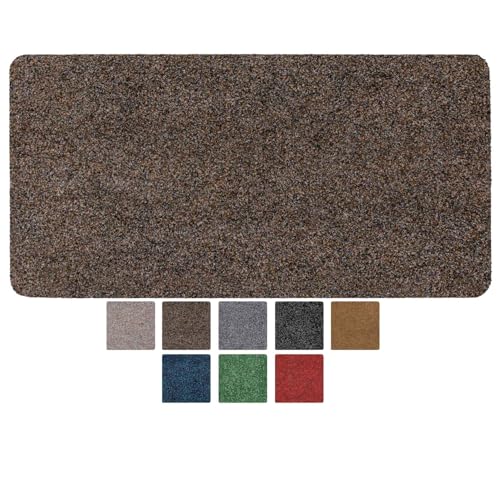 ANRO Doormat Dirt Trapper Mat Washable Waterproof Robust Dirt Trapper for Entrance, Front Door, Hallway, Kitchen, Bedroom Poet Size 40 x 80 cm Carpet Dark Brown