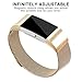 POY Metal Replacement Bands Compatible for Fitbit Charge 2, Milanese Loop Stainless Steel Bracelet Smart Watch Strap with Unique Magnet Lock, Small Gold