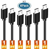 Short Micro USB Cable 1ft,SCOVEE 12 inch Fast Android Charger Cord for Smartphones,Samsung Galaxy,HTC,Motorola,Nokia,MP3,Tablet,USB2.0 A Male to Micro B Charging Station Sync Cord,6 Multi Pack