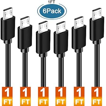 Short Micro USB Cable 1ft,SCOVEE 12 inch Fast Android Charger Cord for Smartphones,Samsung Galaxy,HTC,Motorola,Nokia,MP3,Tablet,USB2.0 A Male to Micro B Charging Station Sync Cord,6 Multi Pack