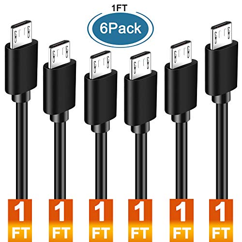 Short Micro USB Cable 1ft,SCOVEE 12 inch Fast Android Charger Cord for Smartphones,Samsung Galaxy,HTC,Motorola,Nokia,MP3,Tablet,USB2.0 A Male to Micro B Charging Station Sync Cord,6 Multi Pack