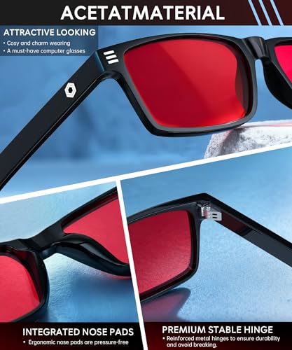 ANYLUV Blue Light Glasses for Sleep, 99.9% Blue Green Light Blocking with Red Lens, Reduce Eye Strain Computer Glasses