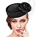 Pillbox Hat, Aniwon Wedding Hat with Veil Vintage Bow Fascinator Hats for Women (C Black)