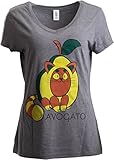 Ann Arbor T-shirt Co. Avogato | Funny Cute Avocado Cat Joke Arigato Graphic V-Neck T-Shirt for Women