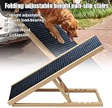 QiMu Solid Wooden Pet Ramp 4-Height Adjustable Navy Blue 100x40x30/40/50/60cm view 7