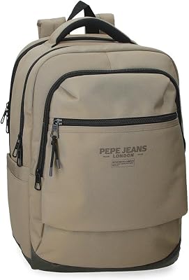 Waltford Mochila para Portátil 15,6 Pulgadas Beige 30x42x14,5 cms Poliéster con Detalles en Piel Sintética 18,27L by Joumma Bags