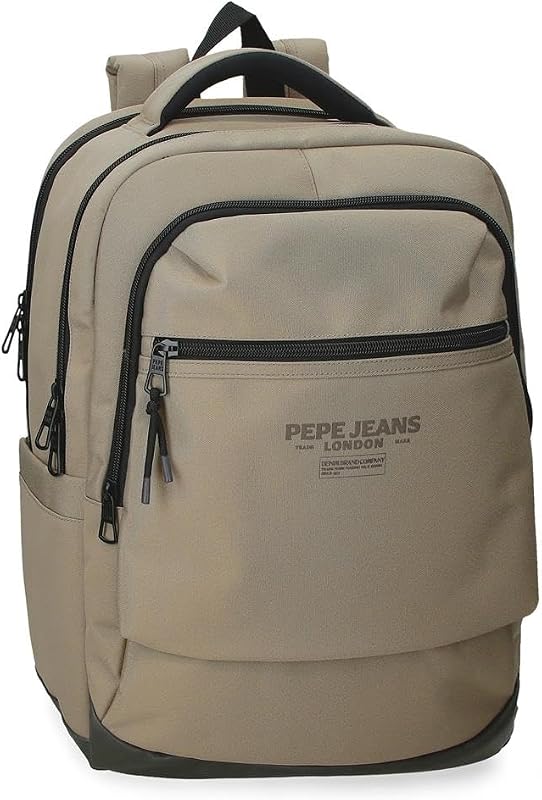 Waltford Mochila para Portátil 15,6 Pulgadas Beige 30x42x14,5 cms Poliéster con Detalles en Piel Sintética 18,27L by Joumma Bags