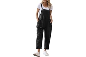 YESNO Women Long Casual Loose Bib Pants Overalls Baggy Rompers Jumpsuits with Pockets PV9CA