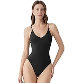 SUUKSESS Women Padded V Neck Thong Bodysuit Adjustable Spaghetti Strap Tank Tops