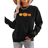 JINTING Pumpkin Sweatshirt for Women Crewneck Fall Sweatshirts Autumn Graphic Tee Shirt Halloween Long Sleeve Top