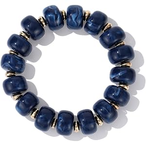 Aqawodu Bead Bracelet for Women Vibrant Color Resin Beads Bracelets Elastic Stretch Chunky Bracelet Boho Summer Beach Vacatio
