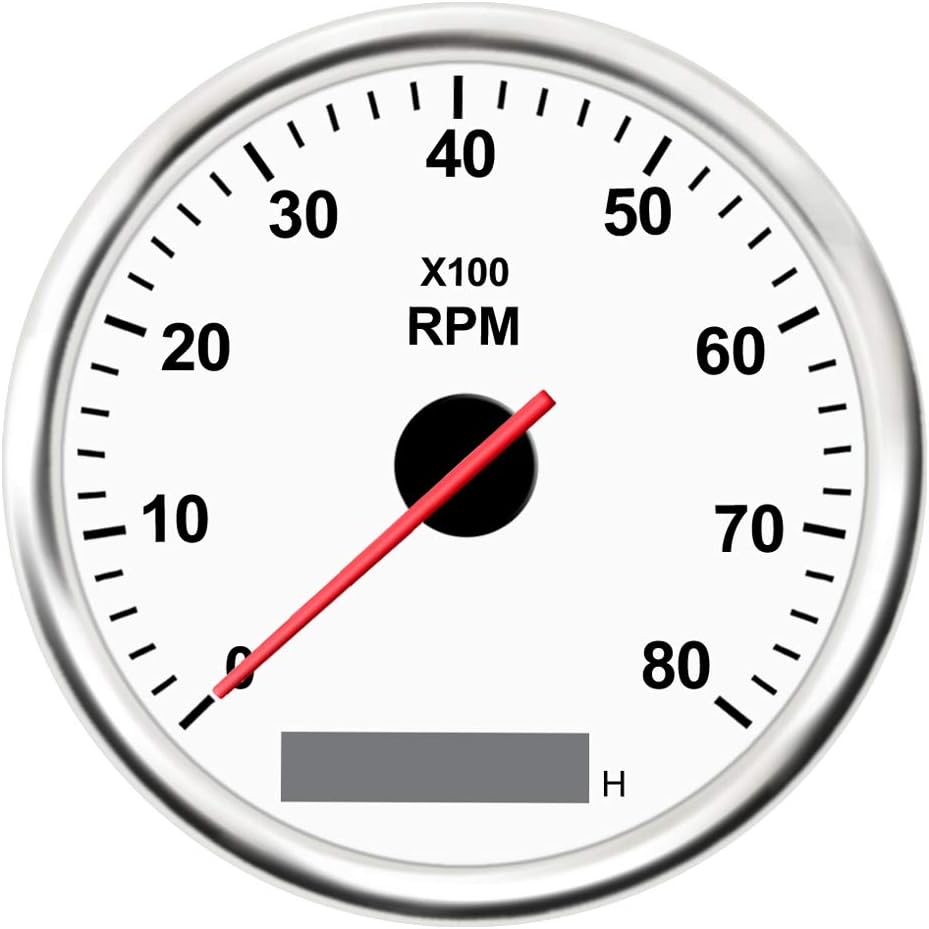 85mm Tachometer Gauge 0-6000 RPM | 3-3/8" Tacometro For Car, Truck, Boat, Diesel Engine With 7 Color Backlight (9-32V)