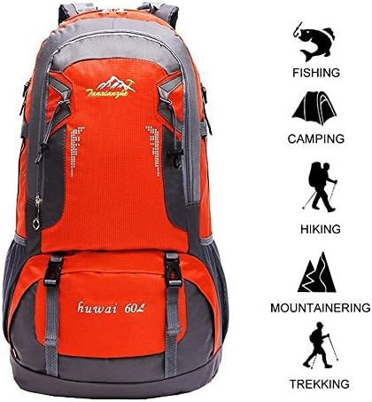 Hiking Backpack 60L Waterproof Backpack Men's Ladies Outdoor Hiking Multifunctional Sports Backpack (Orange))