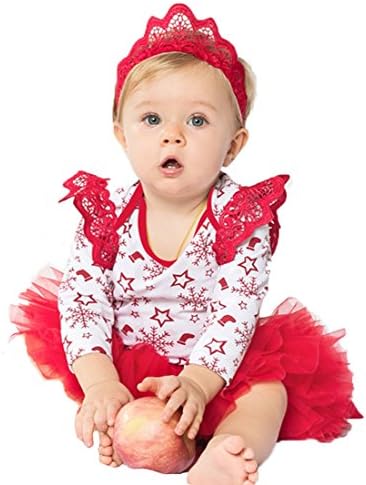 verygoo Baby Girls Romper Dress Tutu Skirts and Headbands 3-Piece Clothes Sets … (12-24M, Snowflake)