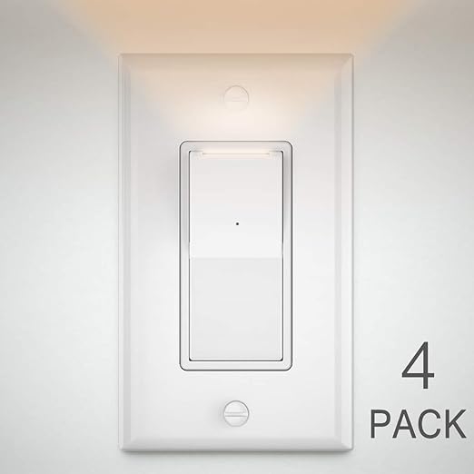 4PACK Decora Rocker Paddle Wall Light Switch with LED Night Lights,15