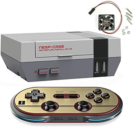 NESPI CASE, Retroflag NES Style Case for Raspberry Pi 3, 2 and B+ &amp; 8bitdo Wireless Bluetooth Remote(FC30 Pro)