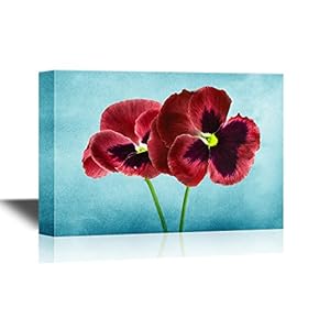 Pansy Flower Canvas Wall Art - Red Pansy Flowers - Gallery Wrap Modern Home Art | Ready to Hang - 12x18 inches