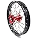 KKE 21/19 SPOKED MX WHEELS RIMS SET FOR CRF250R 04-13 CRF450R 02-12 CR125R CR250R 02-13 CNC ALUMINUM (red hub, black rim, silver nipple, silver spoke)