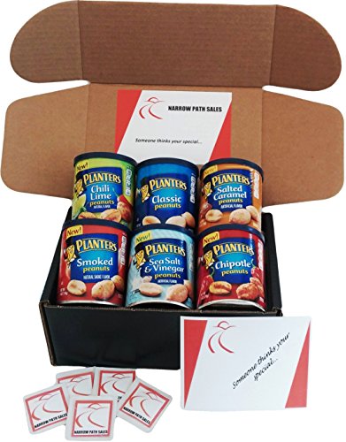 Planters Peanuts Variety Snack Pack & Gift Box. 6- 6oz Cans of Assorted Healthy Peanuts, Includes: Chili Lime, Classic, Salted Caramel, Smoked, Chipotle, Sea Salt Vinegar. Bundle of 6 Nut Variety Pack - Thumbnail 3