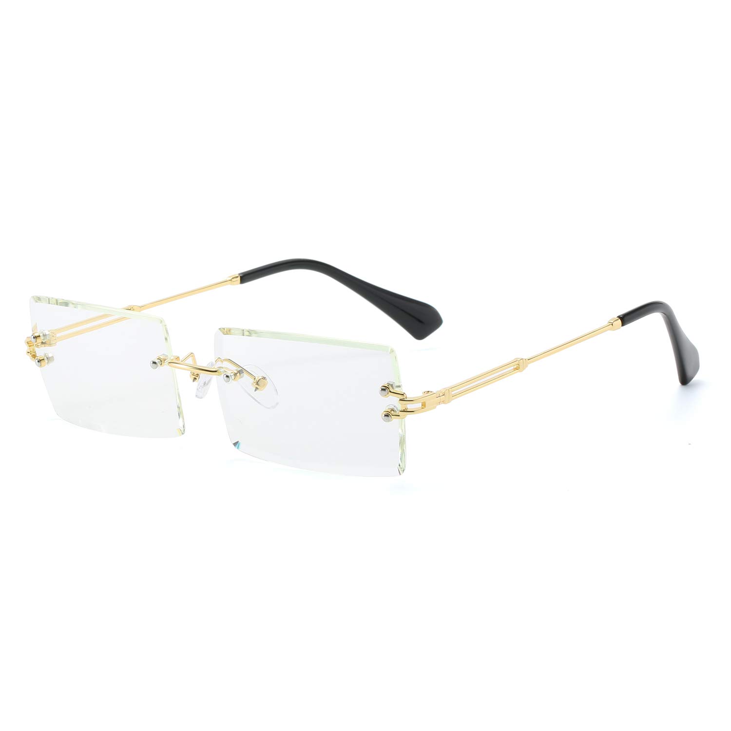 Rimless Rectangle Sunglasses for Women/Men Ultralight Metal Frame Eyewear Fashion Square UV400 Glasses Unisex