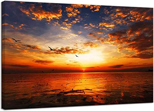 Amazon 油絵 現代 夕日の光 壁の絵 海の景色 アートパネル 現代絵画 モダンアート ウォールアート インテリアアート キャンバスアート キャンバス寝室の装飾風景 壁の絵 絵画部屋飾り壁アート40x60cm フレームレス ウォールステッカー オンライン通販