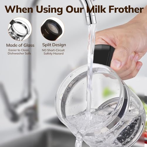 Ctoby Electric Milk Frother,Cold Foam Maker 16.9oz/500ml Frother, for Hot Chocolate Latte Cappuccino Macchiato Matcha,6 Functions,Enjoy Perfect Milk Froth in 2 Min (Black-Stainless Steel)