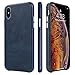TOOVREN for iPhone X Leather Case Protective Ultra Thin Vintage Anti-Slip Grip Shell Hard Back Cover for iPhone X /10 5.8'' Blue