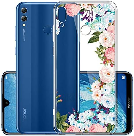 Floral Painted Flowers Pattern Printed Design Transparent TPU Soft Silicone Case for Huawei P Smart Plus/Nova 3i,SKYXD 3D Colorful Embossed Beautiful Blossom Flexible Shockproof Protective Cover