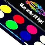 [Water Activated] UV Glow In The Dark Face Paint and Body Painting Set Neon Blacklight Reactive Fluorescent Palette Kit Glows Under Black Light Kids safe Non-toxic Perfect for Party Disco Makeup