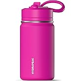 Hydrapeak Mini 14oz Water Bottle with Straw Lid, Insulated Water Bottle, Water Bottle Stainless Steel, Water Bottles (Fuchsia)