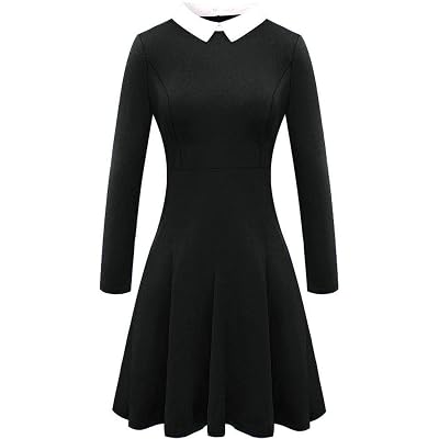 black skater dress peter pan collar Aphratti Women's Long Sleeve Fall Dresses 2025 Casual Peter Pan Collar A Line Fit and Flare Skater Goth Dress Black X-Small at Amazon Women's Clothing store