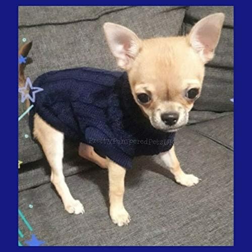 Chihuahua Clothes Puppy Dog Coat Knit Jumper Cosy Teacup Smaller Breeds (XXXS, Navy), 3XS (Pack of 1) - Image 4