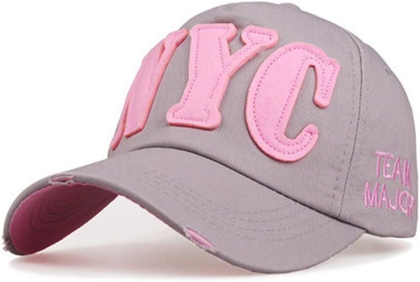 YOOHOG Unisex Summer Letter NYC Adjustable Baseball Caps Grey