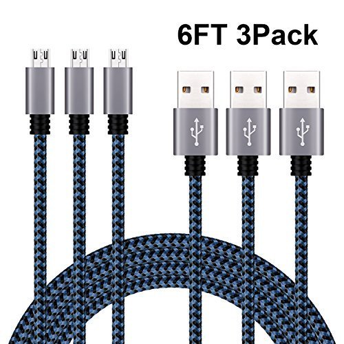 Micro USB Cable, Bestfy 6FT Long USB to Micro USB Charger Cable Nylon Braided, Fast Charger Cable for Android/Windows/MP3/PS4/Camera and other Device(3Pack, BlueDark) Micro USB Cable, Bestfy 6FT Long USB to Micro USB Charger Cable Nylon Braided, Fast Charger Cable for Android/Windows/MP3/PS4/Camera and other Device(3Pack, BlueDark)