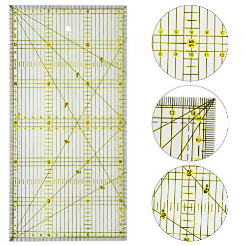 ATPWONZ Quilting Ruler, 6" x 12" Laser Cut Acrylic Quilters' Ruler with