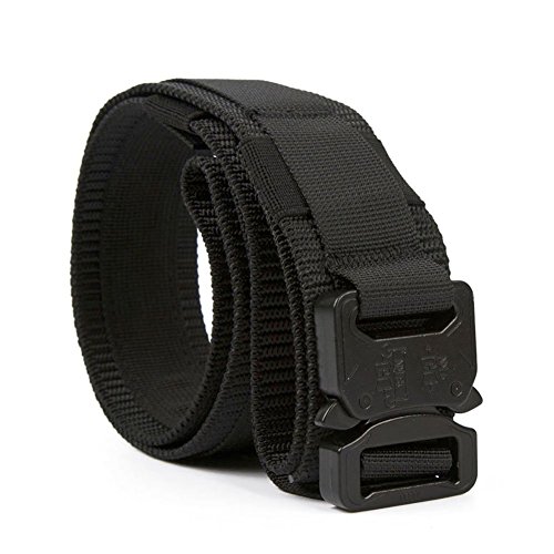 Anseahawk Tactical Heavy Duty Waist Belt with Molle System Military Style Belt Nylon Belts Metal Buckle 1.5'' inch (Black, X-Large)