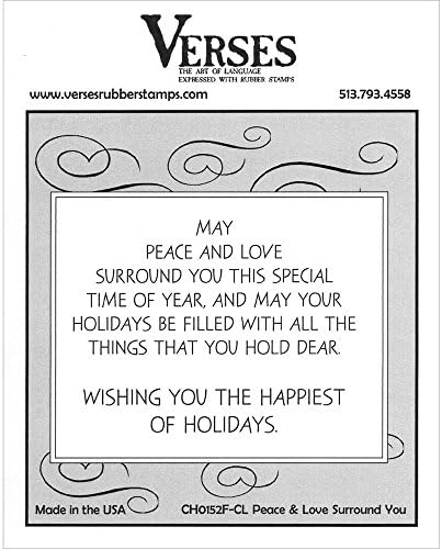 Verses Rubber Stamp - May Peace and Love Surround ... Foam-Mounted Cling Stamp