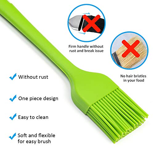 Basting Brushes Silicone Set, Listenman Heat Resistant Pastry Brushes, Includes Spatula & Spoon - Ideal Kitchen Utensils Set for BBQ Barbeque Cooking Baking, Long Handle w/Stainless Steel Core, 7Pack