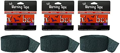 Halloween Decoration Warning Tape - "Beware" &amp; Crepe Party Streamer, 81 Feet, Black